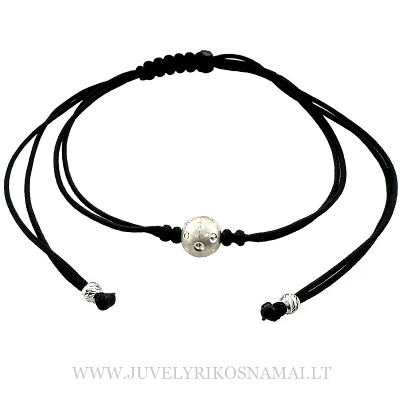 Juodo siūlo apyrankė su Sidabru