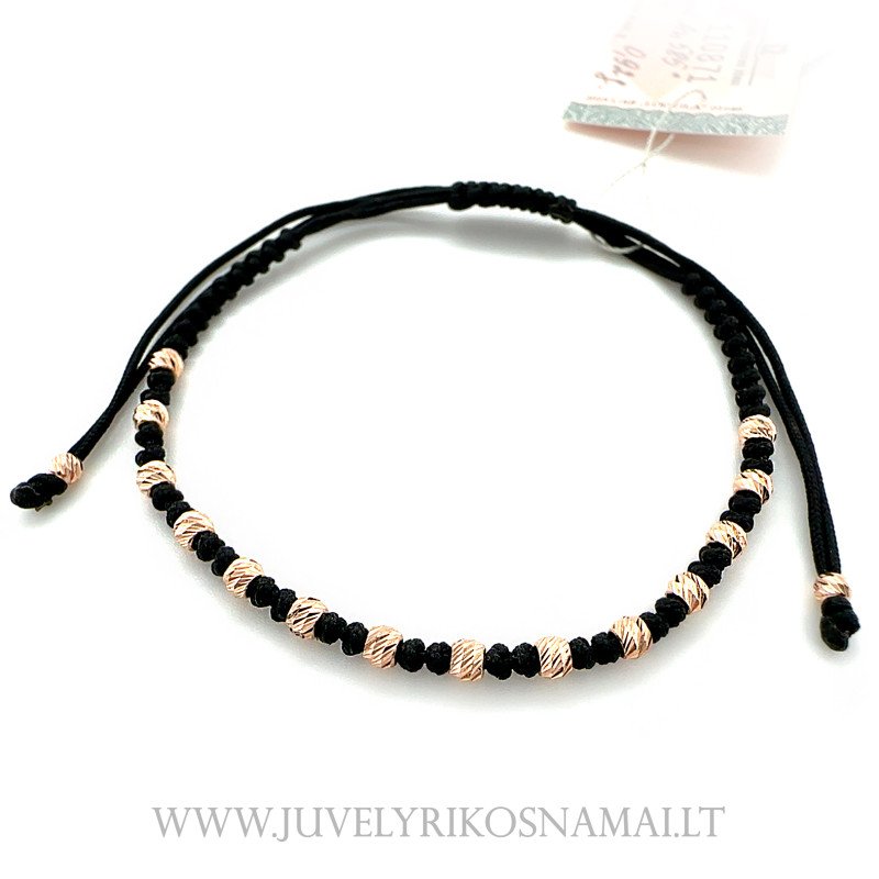 Juodo siūlo apyrankė su auksu