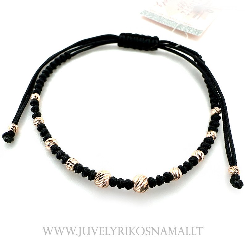 Juodo siūlo apyrankė su auksu