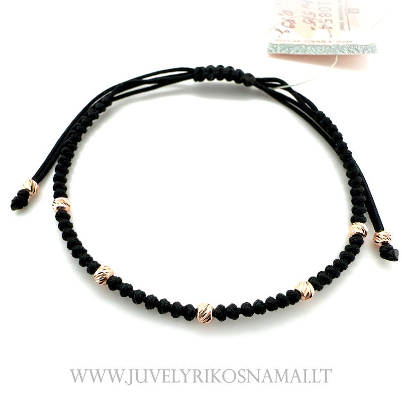 Juodo siūlo apyrankė su auksu