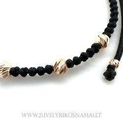 Juodo siūlo apyrankė su auksu