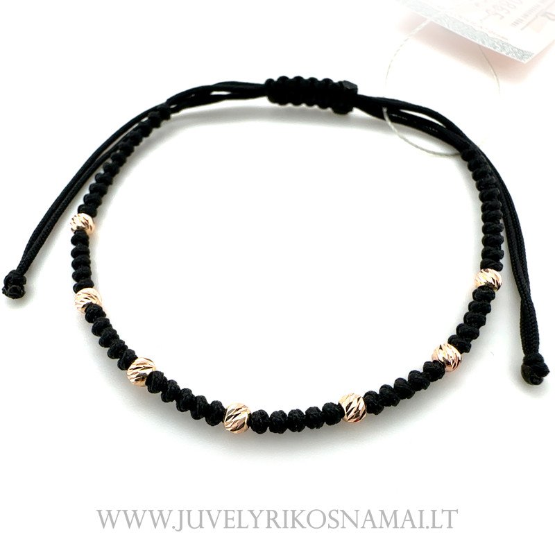 Juodo siūlo apyrankė su auksu