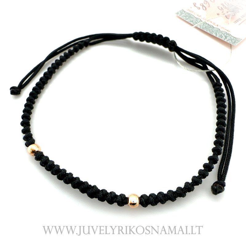 Juodo siūlo apyrankė su auksu