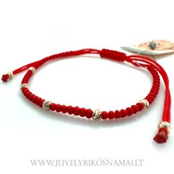 Raudono siūlo apyrankė su auksu