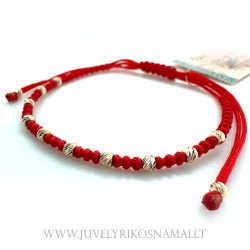 Raudono siūlo apyrankė su auksu