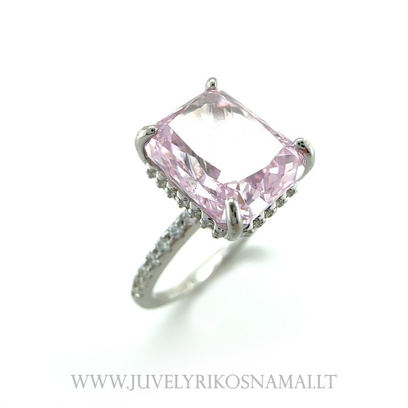 Sidabrinis žiedas su rožiniu cirkoniu