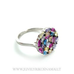 Sidabrinis žiedas su spalvotais cirkoniais