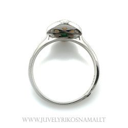 Sidabrinis žiedas su perlamutru ir žaliu cirkoniu