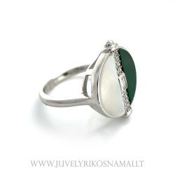 Sidabrinis žiedas su perlamutru, agatu ir cirkoniu