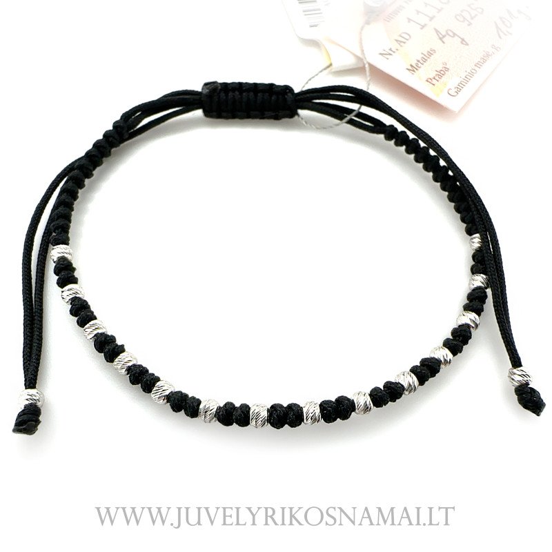 Juodo siūlo apyrankė su Sidabru