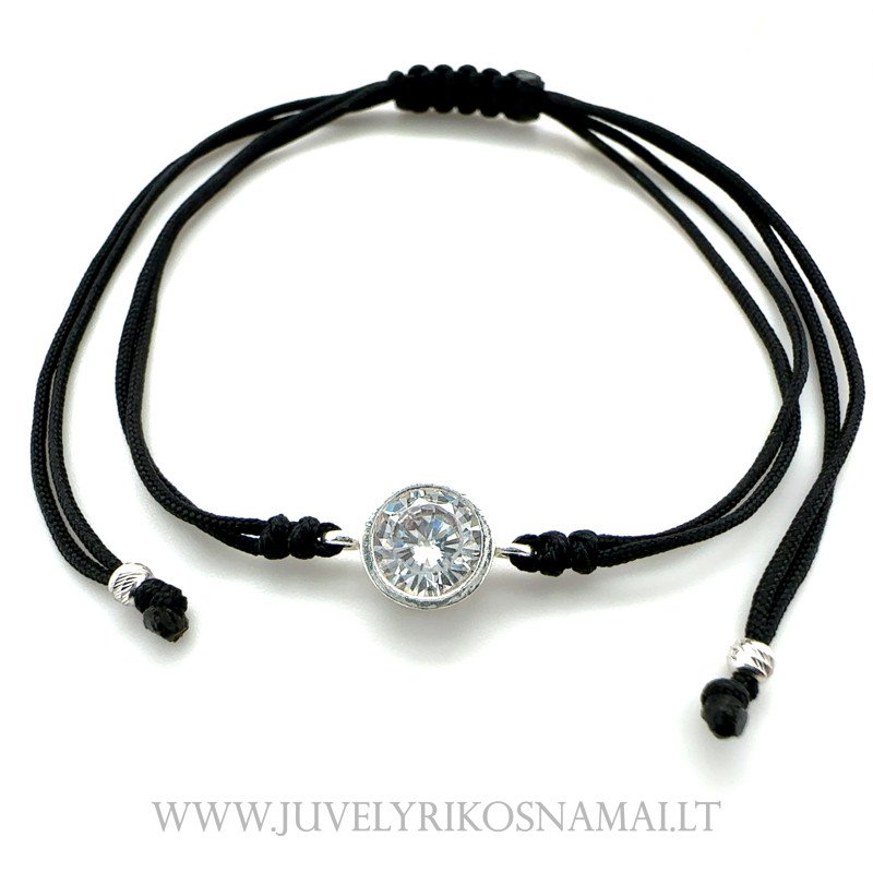 Juodo siūlo apyrankė su sidabriniu pakabuku