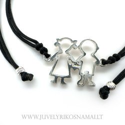 Juodo siūlo apyrankė su sidabriniu pakabuku "Pora"