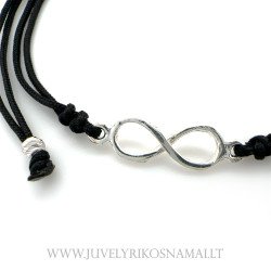 Juodo siūlo apyrankė su sidabriniu pakabuku "Begalybė"