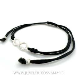 Juodo siūlo apyrankė su sidabriniu pakabuku "Begalybė"