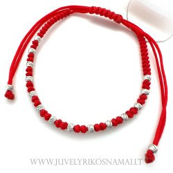 Raudono siūlo apyrankė su Sidabru