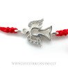 Raudono siūlo apyrankė su sidabriniu pakabuku "Angelas"