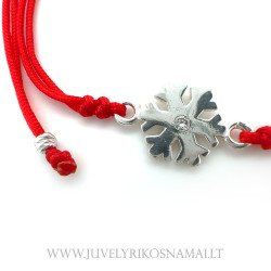 Raudono siūlo apyrankė su sidabriniu pakabuku "Snaigė"