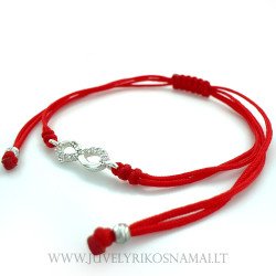 Raudono siūlo apyrankė su sidabriniu pakabuku "Begalybė"