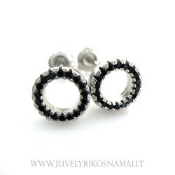 Sidabriniai auskrai - vinukai su juodu cirkoniu