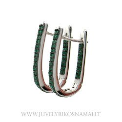 Sidabriniai auskarai su žaliais cirkoniukais