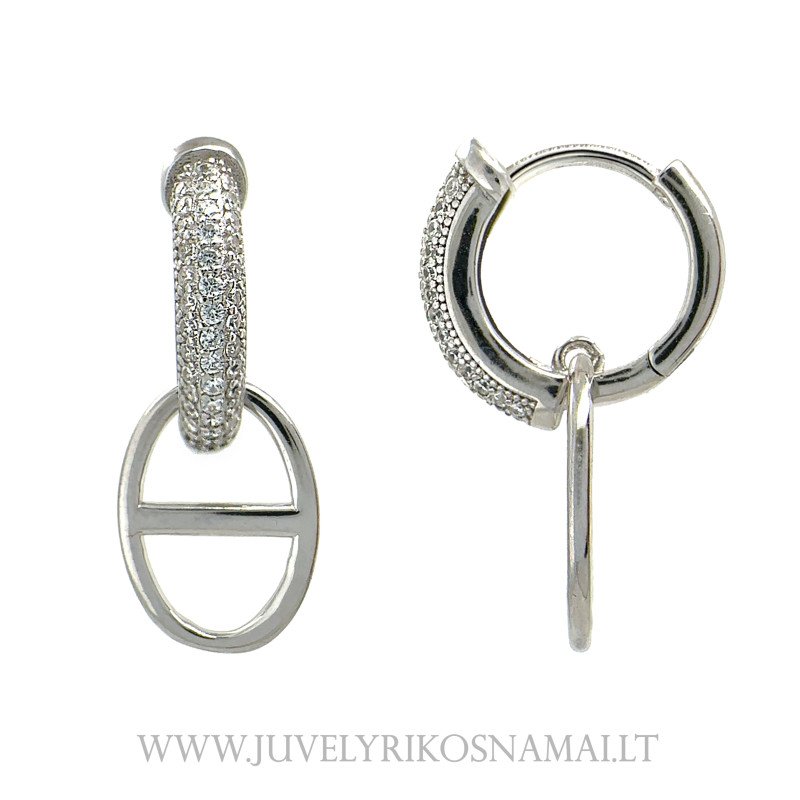 Sidabriniai Huggie auskarai su cirkoniu