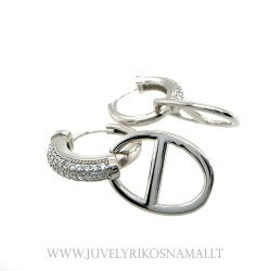 Sidabriniai Huggie auskarai su cirkoniu