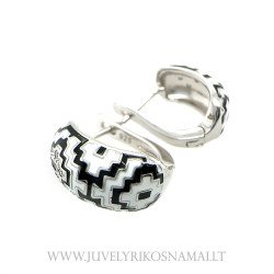 Juodai balti etninių raštų sidabriniai auskarai