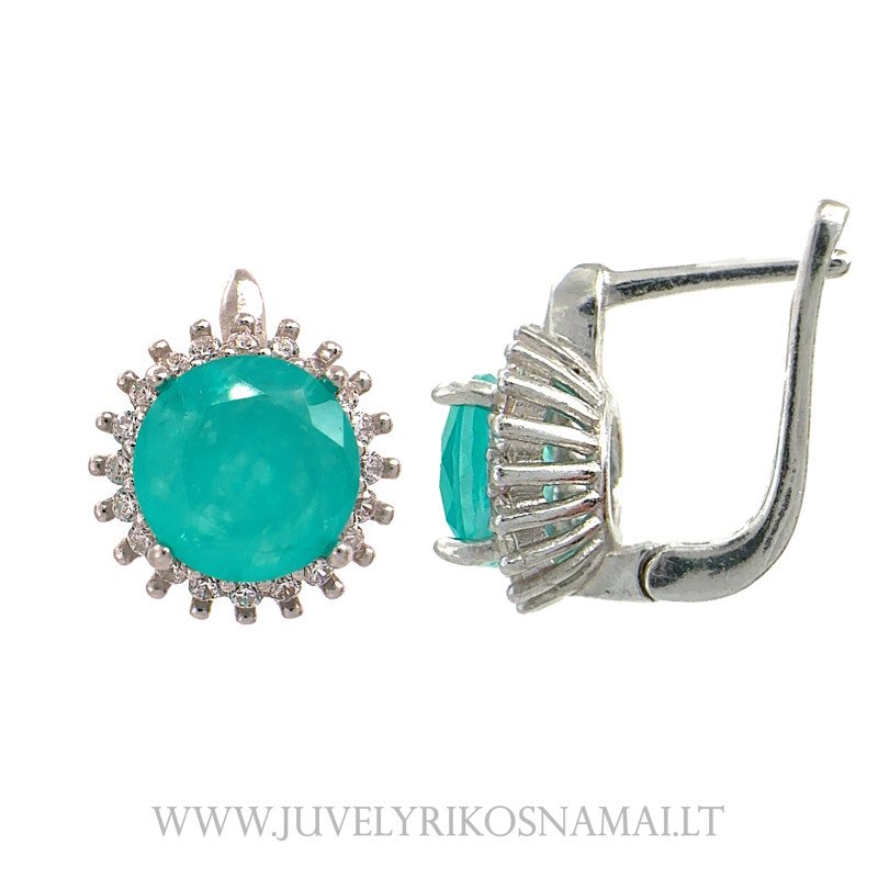 Sidabriniai auskarai su Smaragdu (imt.)