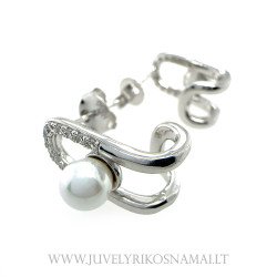 Half Hoop sidabriniai auskarai su Perlu