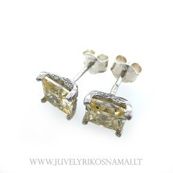 Sidabriniai auskrai - vinukai su geltonu cirkoniu