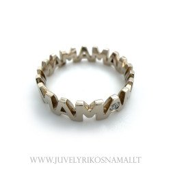 Auksinis žiedas MAMA su deimantu