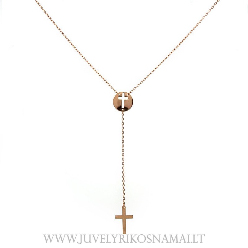 Auksinė grandinėlė su pakabuku "Kryželis" 43/45 cm