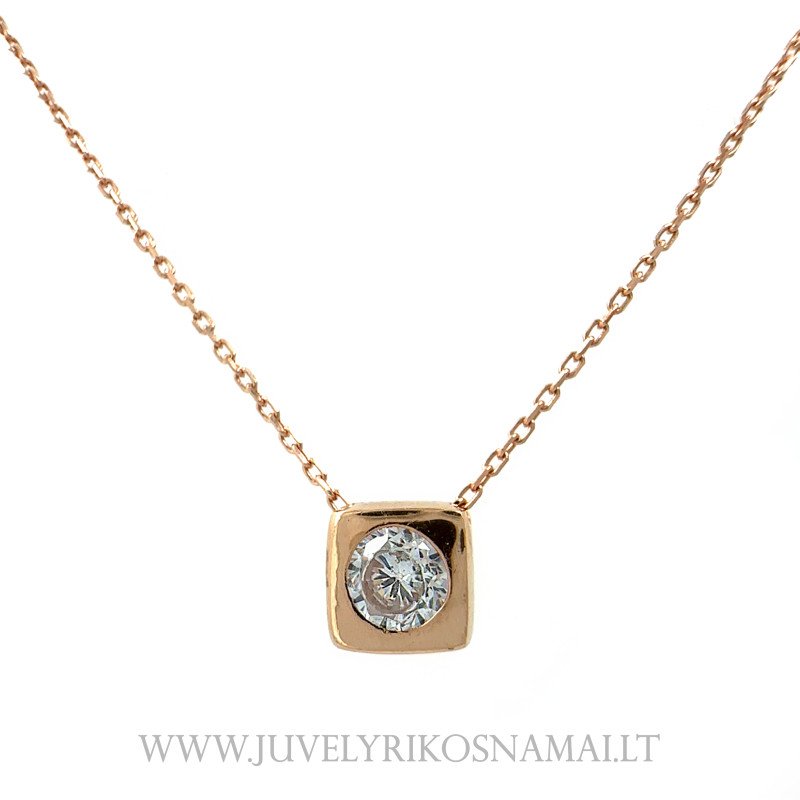 Auksinė grandinėlė su pakabuku su cirkoniu 43 cm