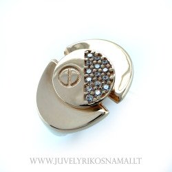 Raudono aukso žiedas su cirkoniu 17 mm