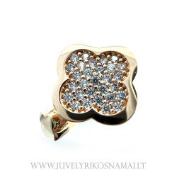 Raudono aukso žiedas su cirkoniu 17,2 mm "Keturlapis dobilas"