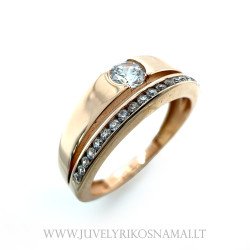 Dvigubas auksinis žiedas su cirkoniu