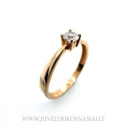 Raudono aukso žiedas su cirkoniu 17 mm