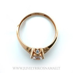 Raudono aukso žiedas su cirkoniu 17 mm