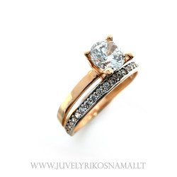 Dvigubas auksinis žiedas su cirkoniu