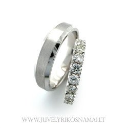 Balto aukso vestuviniai žiedai su briliantų eilute