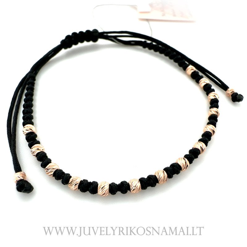 Juodo siūlo apyrankė su auksu