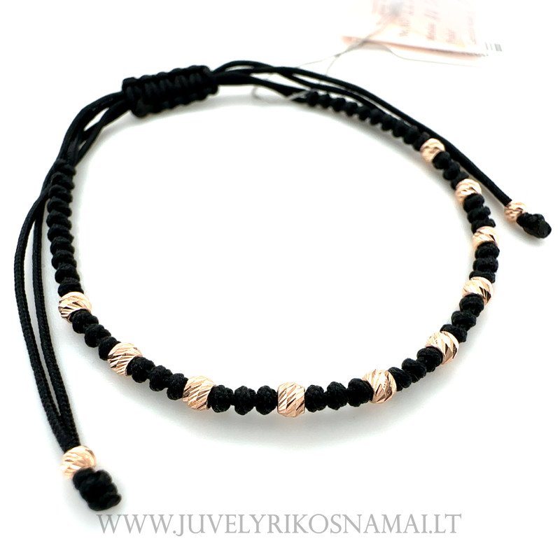 Juodo siūlo apyrankė su auksu