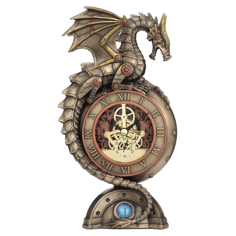 Steampunk Laikrodis su Drakonu