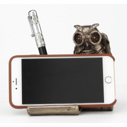 Steampunk pelėda - mobilaus telefono laikiklis, pieštukinė
