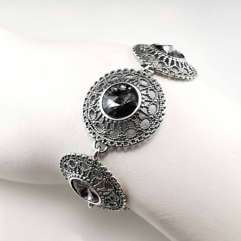 Sidabrinė apyrankė su swarovski kristalais 18,5 cm
