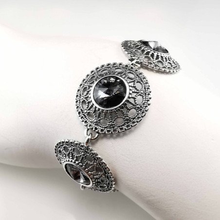 Sidabrinė apyrankė su swarovski kristalais 18,5 cm
