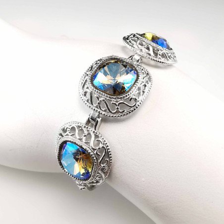 Sidabrinė apyrankė su swarovski kristalais 16,5 - 21 cm