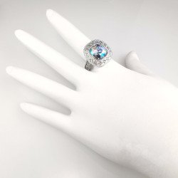 Sidabrinis žiedas su swarovski kristalu 18 mm