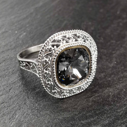 Sidabrinis žiedas su swarovski kristalu 19 mm