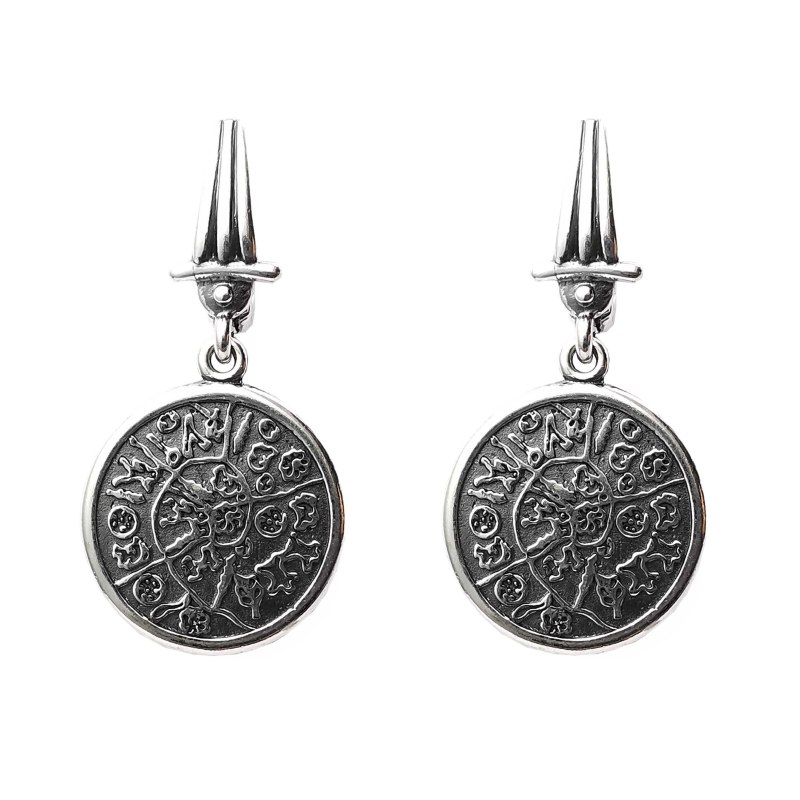 Gnostinis amuletas - sidabriniai kabantys auskarai